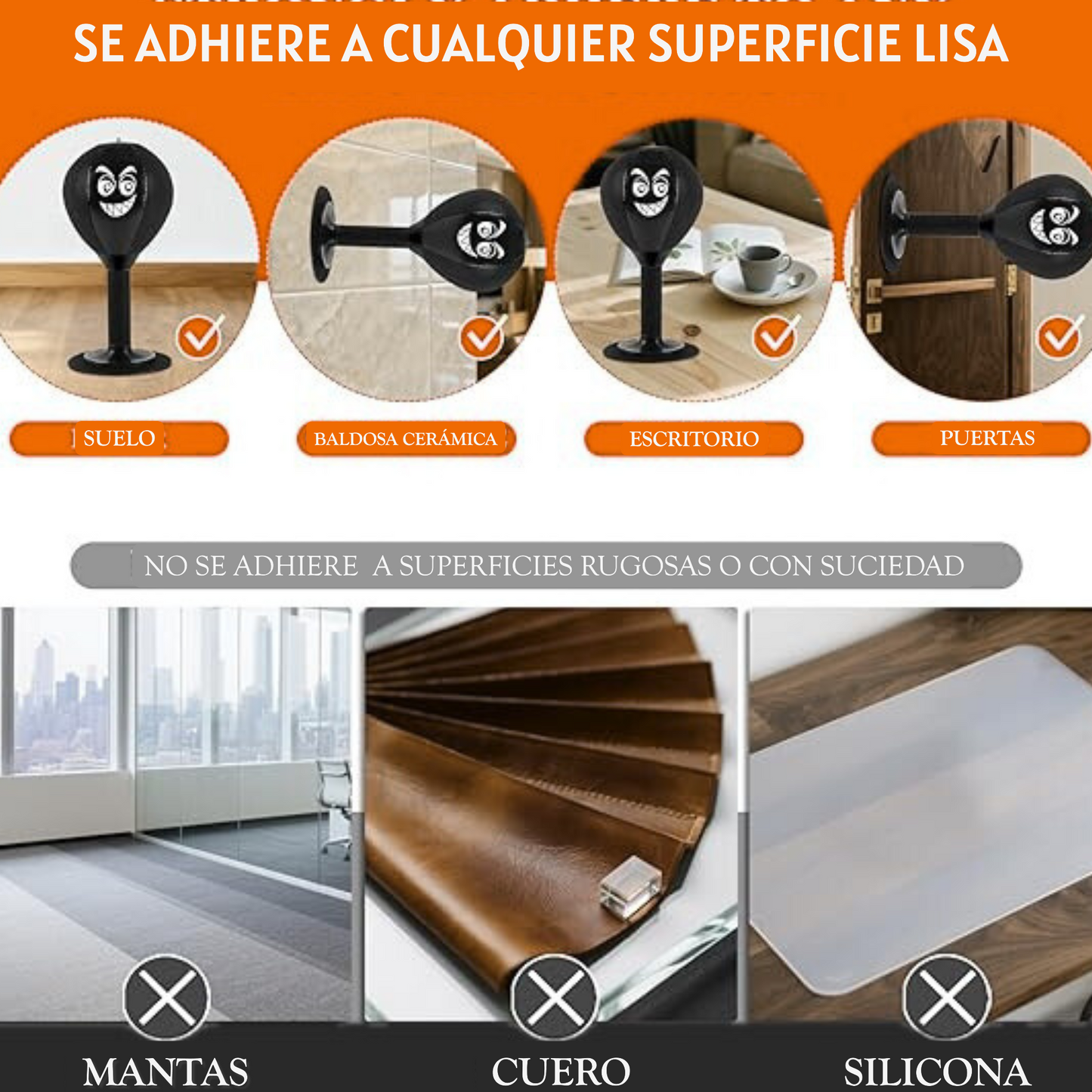 PUNCHING BALL CON VENTOSA PARA ESCRITORIO